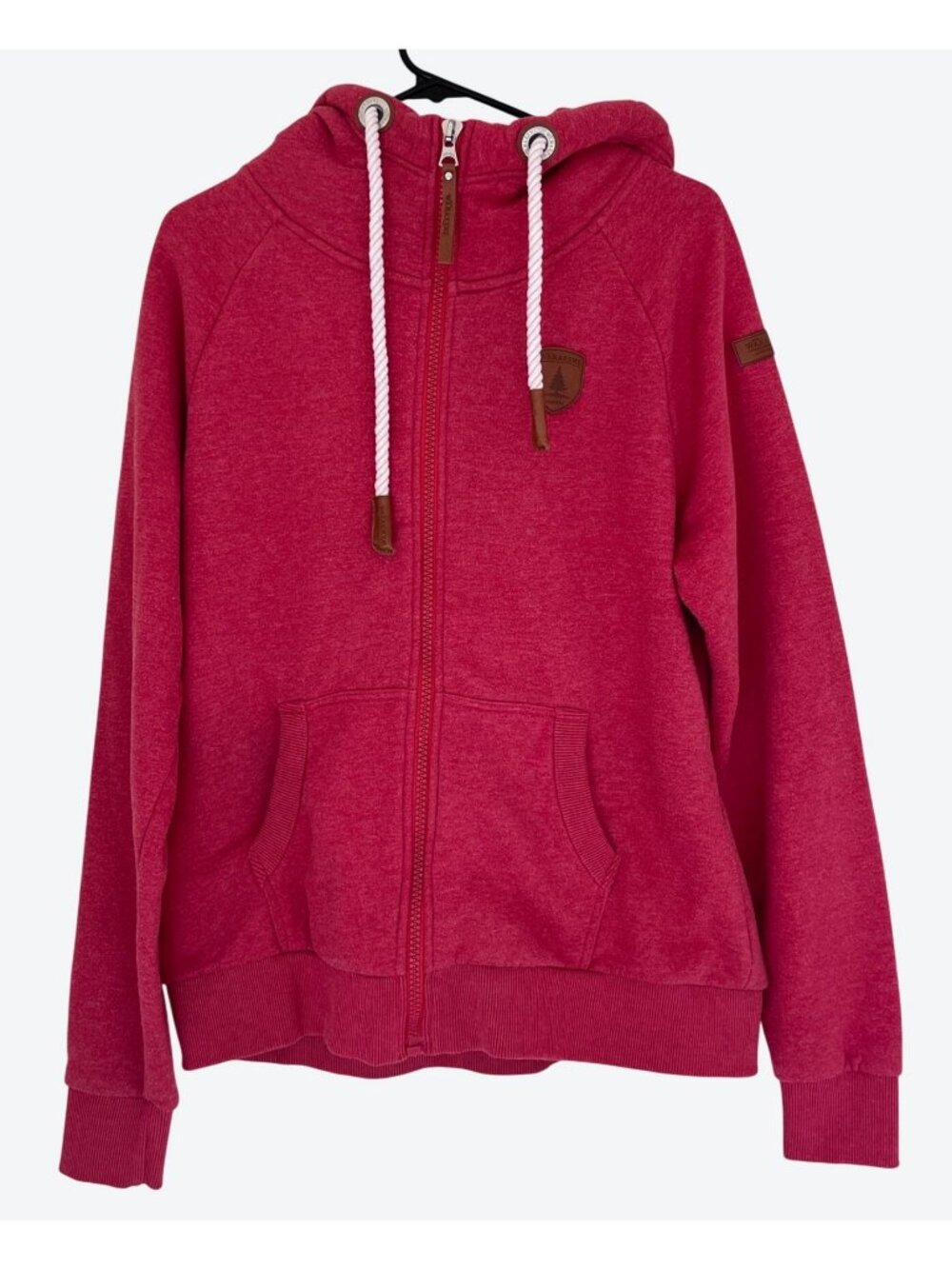 Wanakome Women's XL Long Sleeve Full Zip Midweight Hoodie Heathered Red